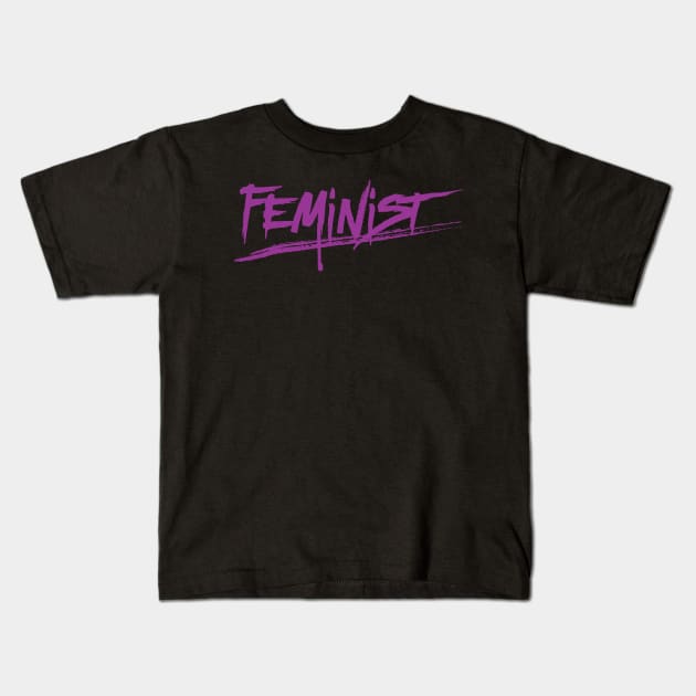 Purple Feminist Brush Strokes Kids T-Shirt by FeministShirts